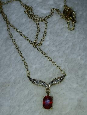 925 Gold Overlay Ruby Necklace